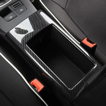 סיבי פחמן צבע מרכזי משענת יד קופסא לאחסון פנל כיסוי לקצץ אאודי A3 8V 2014-2018 ABS ברכב עיצוב פנים אביזרים