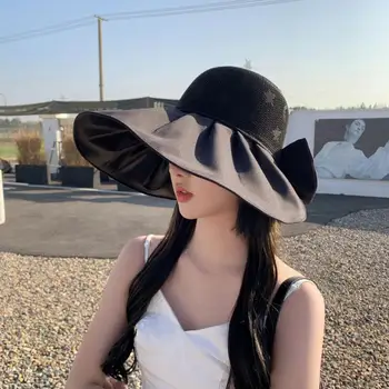 נשים שמש כובע אופנתי לנשים האולטרה Uv עמיד בשמש כובעי רחב שוליים מוצק צבע מגן פנים כובעים לקיץ חוף לנשים Uv