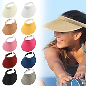 צבע מוצק הגנת UV למשך הקיץ עבור רכיבה על אופניים השמש כובע מצחייה, כובעי מדרגי ברים ריקים העליון מגן, כובעי מצחייה
