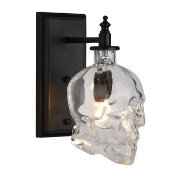 תעשייתי הגולגולת יין זכוכית, מנורת קיר LED לופט רטרו בר קפה מנורות קיר עבור חדר השינה ליד המיטה אורות קיר קישוטי בית במקום.