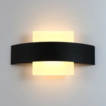 מודרני מינימליסטי מנורות קיר הסלון, חדר השינה ליד המיטה 6W AC96V-260V LED מנורות קיר שחור לבן מנורת תאורה במעבר קישוט