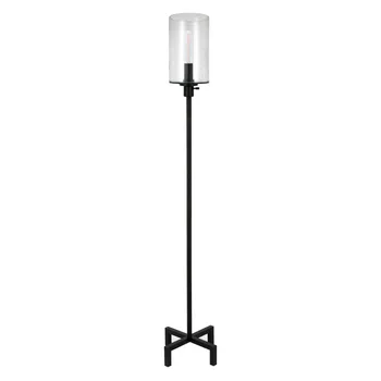 אוולין&זואי תעשייה מתכת מנורת רצפה עם נזרע זכוכית בגוון