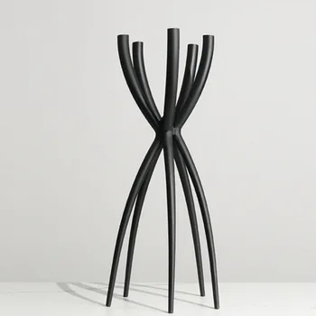 אמנות גיאומטרית פמוטים נורדי סלון שולחן פמוטים שחורים עיצוב נברשת Bougeoir קישוט אביזרים