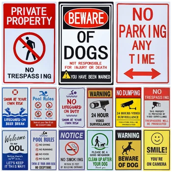 הסגנון החדש חיוך היזהרו כלב פח סימן אזהרה וידאו הפוסטר אין חניה אמנות קיר הפוסטר פאב שטח ציבורי ציור עיצוב הבית WY104