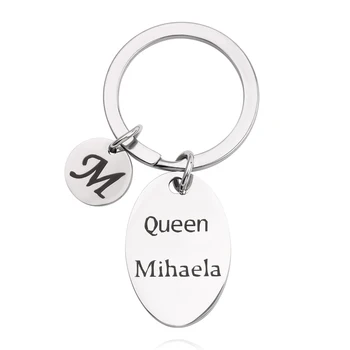 אישית, A-Z, 26 ראשי התיבות מכתב מחזיק מפתחות מלכה mihaela מחזיק מפתחות אופנה בנות אישיות סיבוב מפתח טבעת תכשיטים
