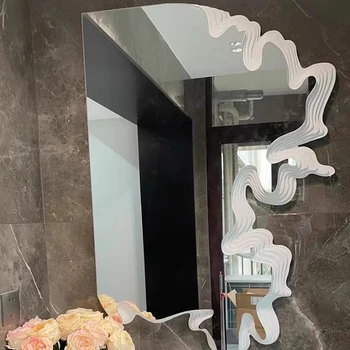 הסלון מדבקה אסתטית במראה האמבטיה איפור הנורדיות לא סדיר מקלחת מראה חדר השינה יוקרה Miroir ציור קיר דקורטיבי