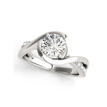 כסף סטרלינג 925 ערכות טבעת טבעת אירוסין קלאסית תכשיטים לנשים סיבוב 1 Ct Moissanite