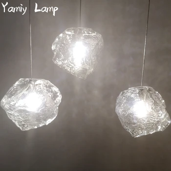 מודרני תליון מנורה נורדי קרח זכוכית פשוטה יצירתי Led תליית מנורה השעיה LuminaireTransparent זכוכית מסעדה