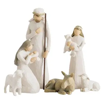 2023 הלידה חג המולד העריסה סצנת המולד סט דמויות קתולי נוצרי עיצוב השולחן בבית קישוט אבוס כנסיית ישו מתנות