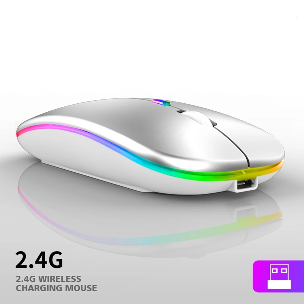 2.4 עכבר אלחוטי G עבור מחשב PC נייד Tablet iPad עם תאורה אחורית RGB עכברים ארגונומיים נטענת USB עכבר גיימר . ' - ' . 1