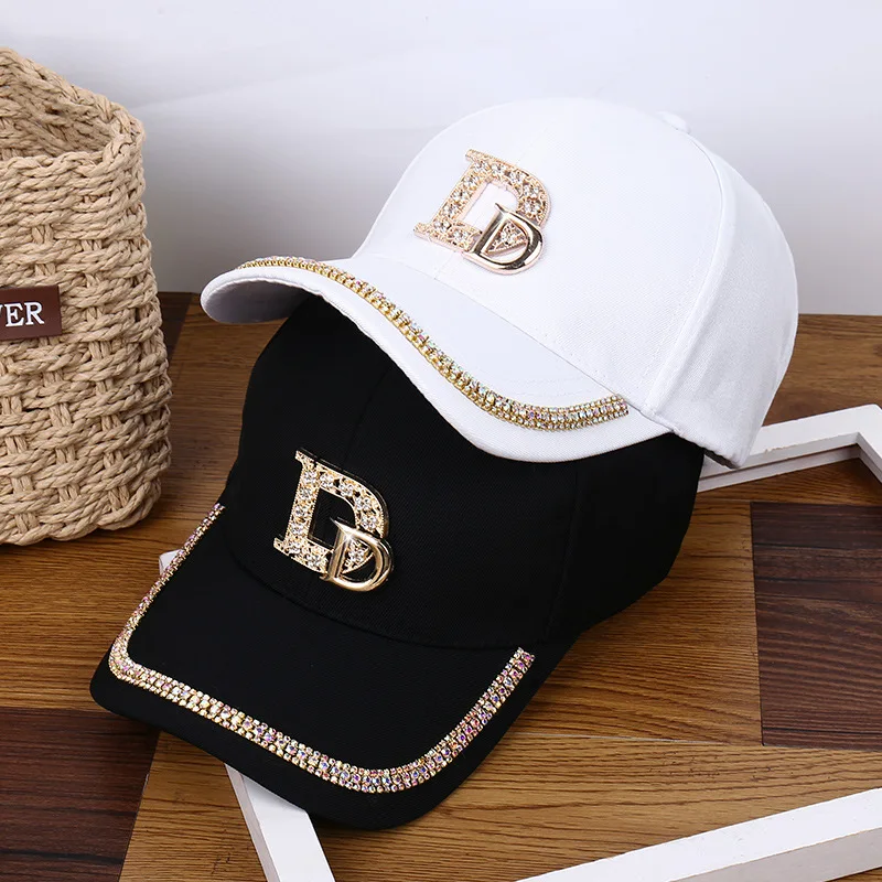 2023 אופנה נשים יהלום D מכתב כובע בייסבול קוריאני גרסה מזדמנים גברת כובעי Snapback הקיץ הגנה מהשמש כובע ספורט כובעים . ' - ' . 1