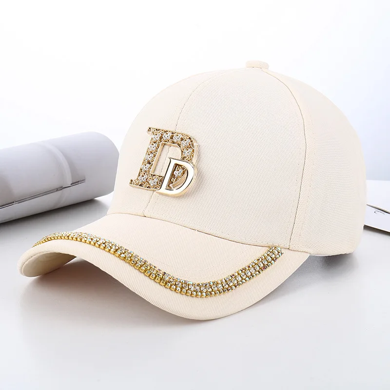 2023 אופנה נשים יהלום D מכתב כובע בייסבול קוריאני גרסה מזדמנים גברת כובעי Snapback הקיץ הגנה מהשמש כובע ספורט כובעים . ' - ' . 3