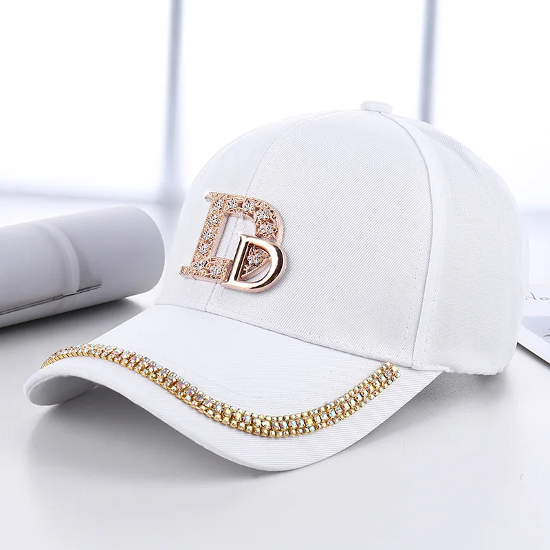 2023 אופנה נשים יהלום D מכתב כובע בייסבול קוריאני גרסה מזדמנים גברת כובעי Snapback הקיץ הגנה מהשמש כובע ספורט כובעים . ' - ' . 4