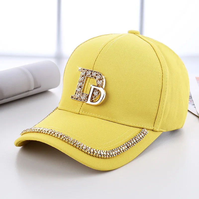 2023 אופנה נשים יהלום D מכתב כובע בייסבול קוריאני גרסה מזדמנים גברת כובעי Snapback הקיץ הגנה מהשמש כובע ספורט כובעים . ' - ' . 5