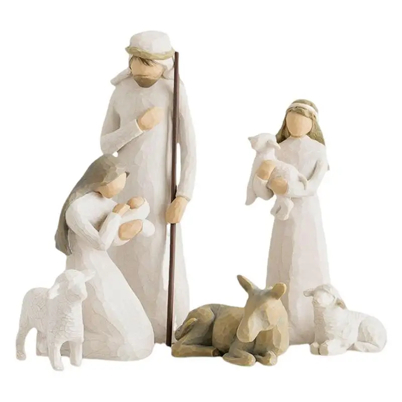 2023 הלידה חג המולד העריסה סצנת המולד סט דמויות קתולי נוצרי עיצוב השולחן בבית קישוט אבוס כנסיית ישו מתנות . ' - ' . 0