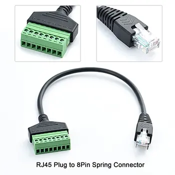 1pc RJ45 Ethernet זכר ל-8 Pin AV מסוף בורג מתאם ממיר לחסום את תקע כבל