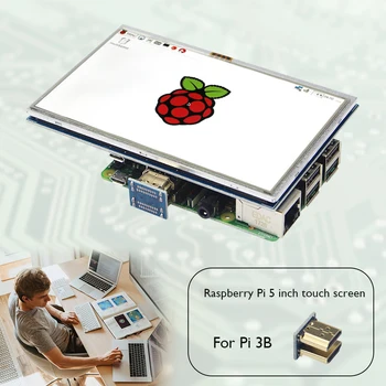 5 אינץ מסך מגע LCD מודול עבור Raspberry Pi 4B/3ב 800 X 480 תצוגת HD עם מקרה מחזיק HDMI תואם-מוניטור