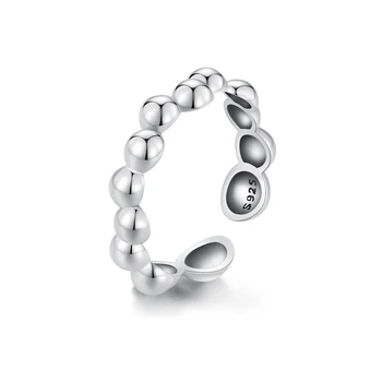 S925 כסף סטרלינג החדש פשוט לא סדיר בועה מתכוונן טבעת מצופה פלטינום חד צדדי טבעת טבעת פתוחה בנות תכשיטים