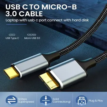 Sync כבל מחבר כונן קשיח חיצוני דיסק 5Gbps USB C מיקרו ב '3.0 כבל USB 3.1 Type-C כדי מיקרו ב' טעינה מהירה