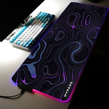 RGB משטח עכבר אמנותי WaveGamer אור LED משחקים אביזרים שחור גדול MousePad XXL השטיח חדר מכני מקלדת השולחן מחצלת