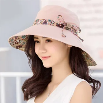 2023 רטרו דפוס הקיץ דלי כובע קאובוי נשים חיצונית דייג הליכה חוף כובעים לנשימה נגד השמש UV כובע גדול רחב שוליים