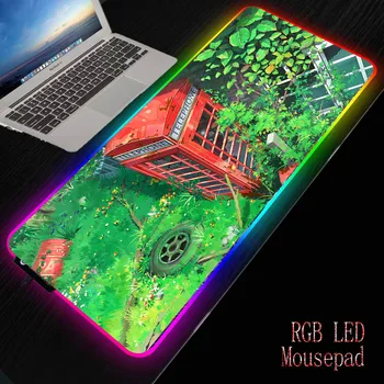 תא טלפון מחשב למשחקים Mousepad RGB גדול משטח עכבר גיימר XXL העכבר שטיח גדול Mause Pad PC שולחן שחק מאט, עם תאורה אחורית