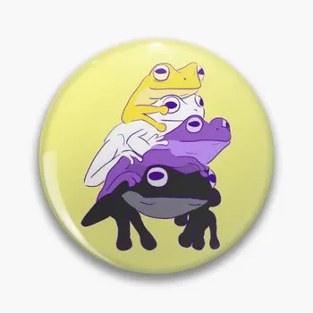 Nonbinary גאווה צפרדע מחסנית רך כפתור Pin קריקטורה צווארון יצירתי סיכת דש סיכה חמודה נשים כובע מצחיק עיצוב בגדים מתנה