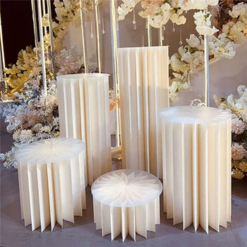 החתונה אביזרים הבמה אוריגמי סיבוב עמוד עוגת קינוח שולחן מתקפל הרומית טור קישוטים למסיבת החתונה הכביש הסדר עיצוב