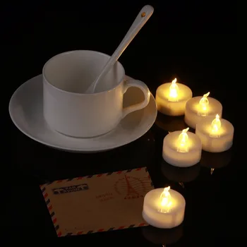 חבילה של 12 מהבהבים Flameless דקורטיביים-נרות אמבר לבן חם adornos casa מגניב לבן מופעל על סוללה Tealights נרות