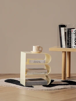 אקריליק השבועונים שולחן עבודה מודרני מינימליסטי רצפת הסלון אחסון מדף ספרים ועיתונים מסמך המתלה.