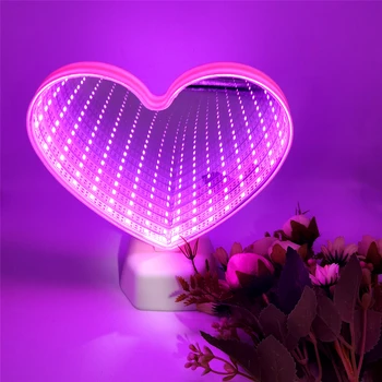 3D LED לילה אור, אהבה לב המנורה שני הצדדים מראה הבית השינה ולנטיין יום החתונה קישוט ילדים ילדה מתנות
