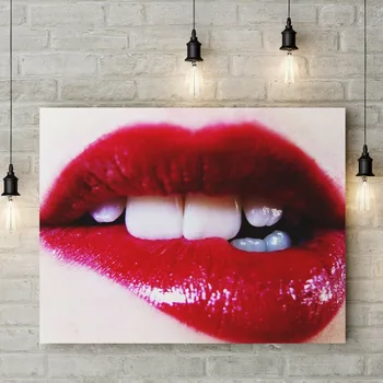 אופנה סלון יופי איפור אדום אדום השפתיים שפתון HD דקורטיביים מודפס כרזות בד אמנות קיר תמונות עיצוב הבית ציורים