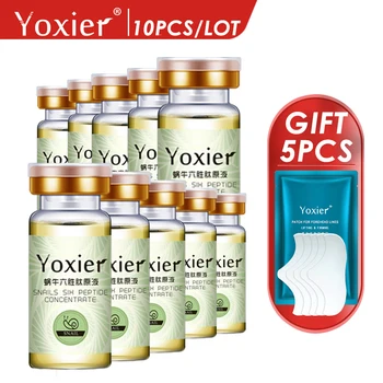 Yoxier 10PCS חלזונות סרום שש פפטיד חומצה היאלורונית בריכוז חטט הסרת לחות העור טיפול הלבנת אנטי אייג ' ינג