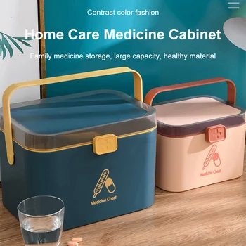 בבית הרפואה Box נסיעות קופסת גלולות פשוט תיבת אחסון האופנה פלסטיק עזרה ראשונה קופסא שקופה כפול עיצוב חללי אחסון.