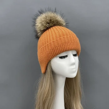 MISSJANEFUR כובעי חורף לנשים 2021 כובעים סרוגים עם Earflap חם סקי המחבל כובע כובעים גדול פרווה פום פום Skullies כובעים