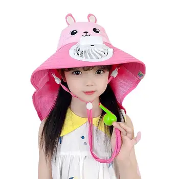 ילדים של שמש כובע עם מאוורר מגן השמש הצוואר אוזן מכסה נגד הגנת UV חוף, כובעי קיץ לילדים ילד ילדה נסיעות דש קאפ