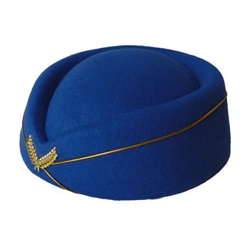 נשים חיקוי הרגשתי קאפ נשים קופסת כובעים עם זהב דרגות מוצק כומתה דיילת אוויר מארחות כובע בסיס מתוק Fedoras