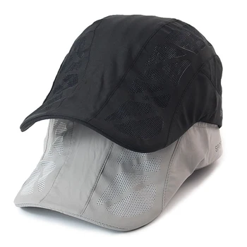 קיץ Mens ספורט שמש כובעים לנשימה רשת ייבוש מהיר מצחייה, כובעי חיצונית Gorro גבר Boina גולף אופנה כובע מוצק שטוח קאפ