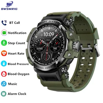 BWSMRIG גברים של שעון חכם Bluetooth שיחה IP68, עמיד למים לחץ דם קצב לב לישון ניטור חיצוני ספורט Smartwatch גברים