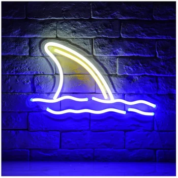 Wanxing כריש LED שלט USB מופעל על אורות ניאון אמנות קיר דקורטיביות מנורות לילה לילדים השינה בר מסיבת המשחק עיצוב חדר
