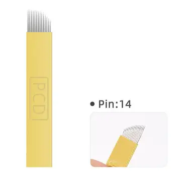 100 יח ' 14 Pin קבוע איפור הגבה קעקוע להב Microblading מחטים 3D רקמה ידנית קעקוע עט
