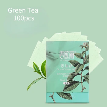 100pcs תה ירוק סופג נייר פנים שמן שליטה הפנים מגבונים לניקוי קליטת גיליון שומני מחצלות רקמות הפנים אביזרים טיפול