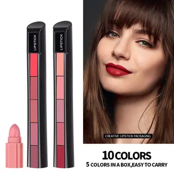 אי-אדום דהוי נשים איפור היופי מתנה יומית קוסמטיים כלי ליפ גלוס קטיפה שפתיים מקל 5 1 מט שפתון להגדיר Matte Lip Tint