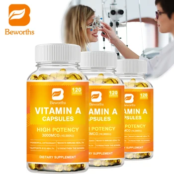 BEWORTHS ויטמין A 10,000 IU פרימיום תומך חזון בריא & המערכת החיסונית, צמיחה בריאה & רבייה בריאות יופי