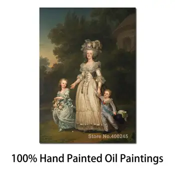 המפורסם דיוקן אליזבת Vigee לברן מארי אנטואנט עם ילדיה ציור שמן בד באיכות גבוהה צבוע ביד