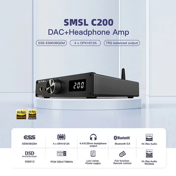 SMSL C200 USB C DAC HiFi המגבר המגבר OPA1612A*4 TRS מאוזן 4.4 מ 