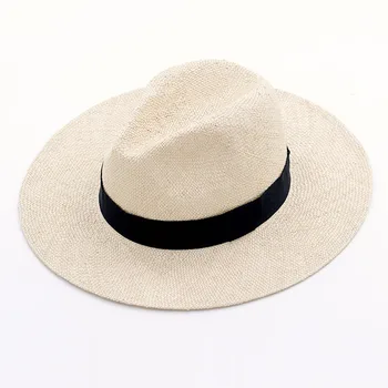 יוניסקס טבעי בעבודת יד סיסל הקיץ כובע לגברים נשים רחב שוליים שמש כובע מגבעת קש כובע מקורי הוואנה רטרו חוף ג ' אז כובע