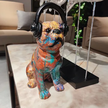 סגנון אירופאי שרף צרפת בולדוג ציור אוזניות הכלב חיה פסל שולחן העבודה קישוט חדר, קישוט קישוט הבית מתנה