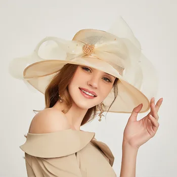 אופנה אישיות אורגנזה שטוח כובע מעולה אלגנטי בסגנון בריטי אירועים המגבעת נשים הנסיעה של קרם הגנה כובע המצחייה