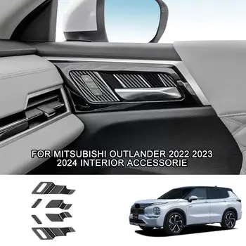 עבור מיצובישי נוכרי 2022 2023 פחמן שחור דלת המכונית הפנים מסגרת אוטומטי הקערה הפנימית לקצץ כיסוי מדבקות לקצץ N6J8